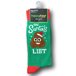 3/$18 Poop Emoji "On Santa's 💩 List" Christmas Funny Novelty Crew Socks - NWT
